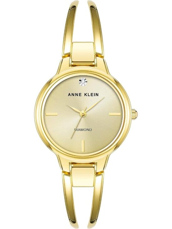 Anne Klein Women\'s Gold Analog Quartz Genuine Diamond Dial Bangle Luxury Watch